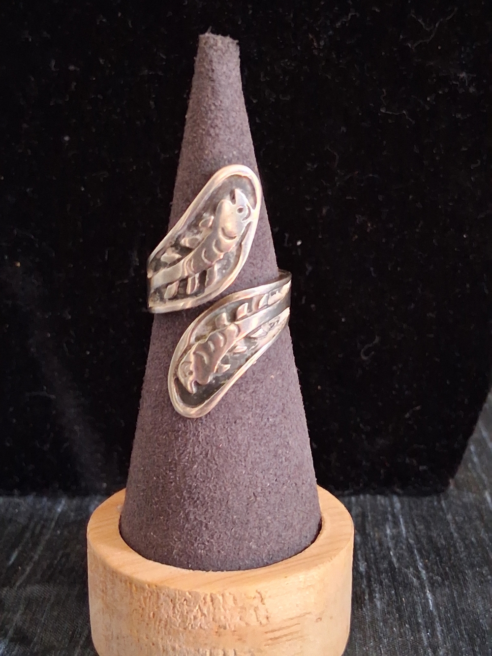Vintage Taxco Los Ballesteros ? Sterling Silver Modernist Bypass Fish Ring Sz 7
